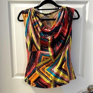 Work Casual Multi-Colored Cowl Neck sleeveless blouse